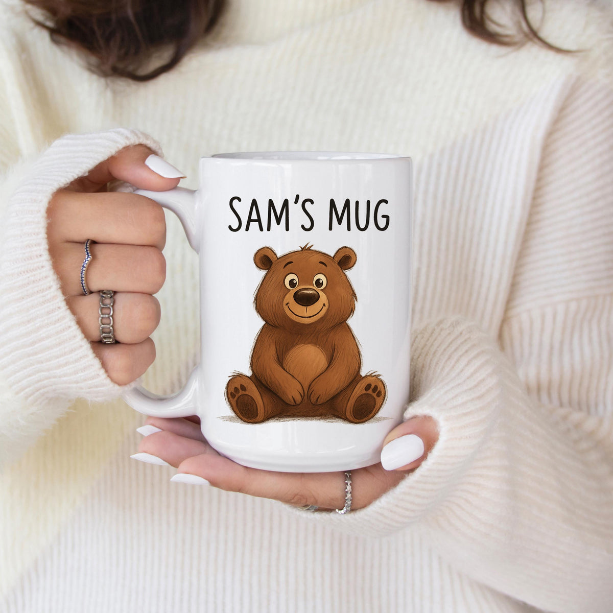 Personalized Cup, Ceramic Name Coffee Cup, Bear Lover Design