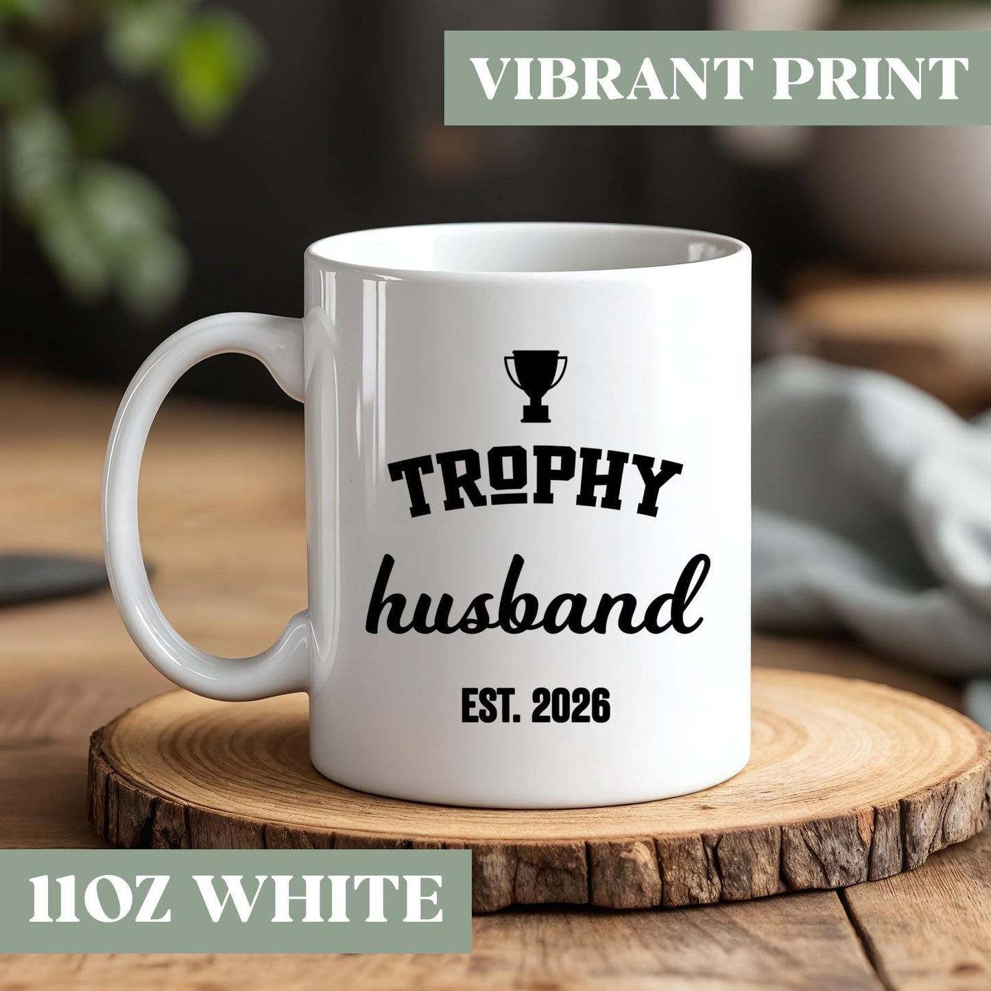 Personalized Trophy Husband Coffee Mug, Trophy Husband Coffee Cup, Husband Anniversary Mug Gift, Husband Gift From Wife, F34d40