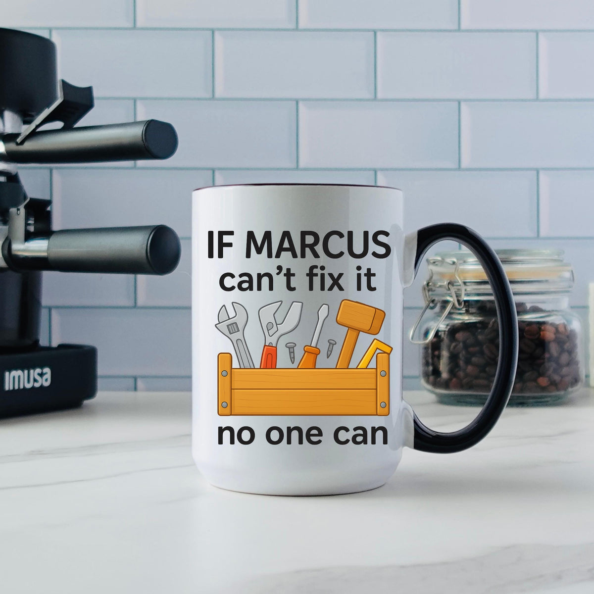 Personalized Fix It Mug For Marcus, Custom Handyman Coffee Cup (11oz Or 15oz)
