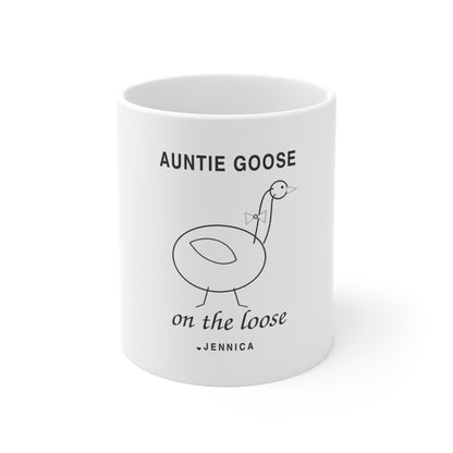 Auntie Goose On The Loose Personalized Mug – Custom Name Coffee Cup