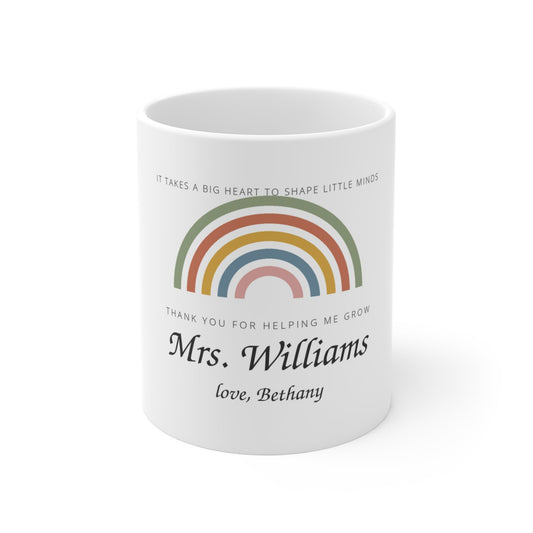 Teacher Rainbow Personalized Mug – Custom Name Coffee Cup
