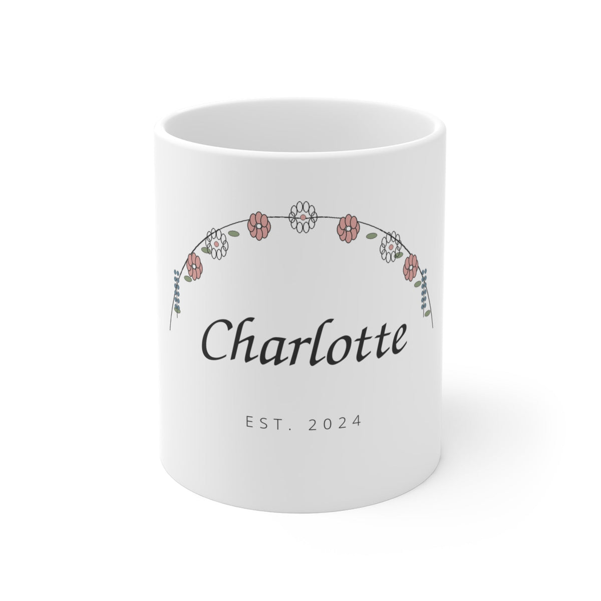 Wildflower Name Arch Personalized Mug – Custom Name Coffee Cup
