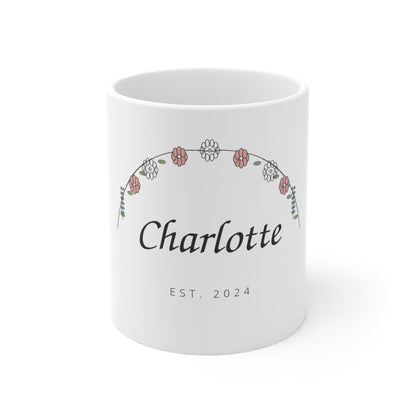 Wildflower Name Arch Personalized Mug – Custom Name Coffee Cup