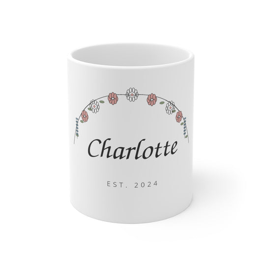 Wildflower Name Arch Personalized Mug – Custom Name Coffee Cup