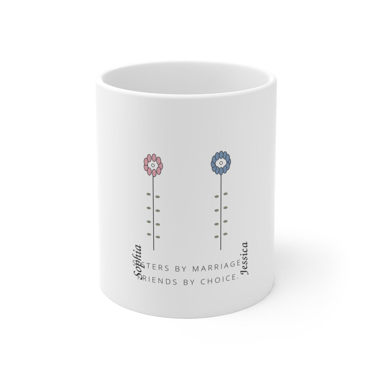 Birth Flower Sisters Personalized Mug – Custom Names Coffee Cup