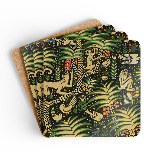 Tropical Jungle Animal Cork Coaster Set of 4 — Boho Home Decor