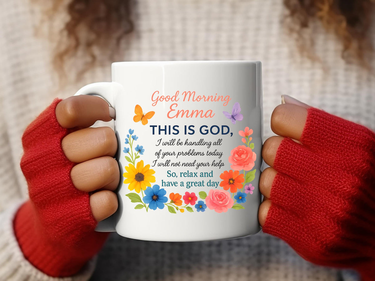 Personalized Floral Christian Coffee Mug, Inspirational Gift