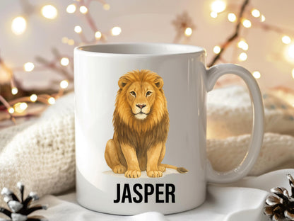 Personalized Lion Coffee Mug, Custom Animal Lover Gift