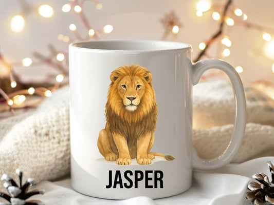 Personalized Lion Coffee Mug, Custom Animal Lover Gift