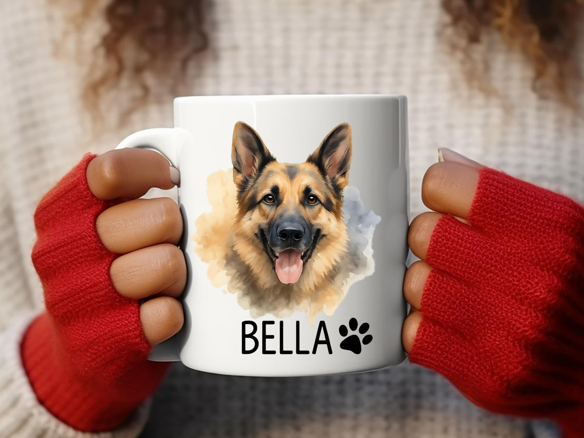 Custom German Shepherd Mug, Personalized Pet Portrait Coffee Cup