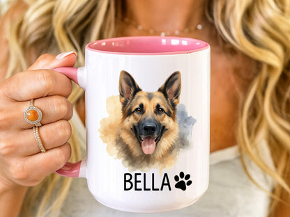 Custom German Shepherd Mug, Personalized Pet Portrait Coffee Cup