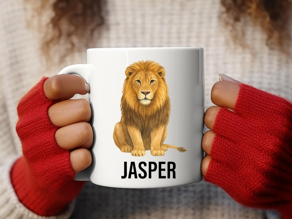 Personalized Lion Coffee Mug, Custom Animal Lover Gift