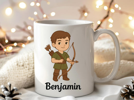 Personalized Archer Boy Mug, Custom Name Camping Cup