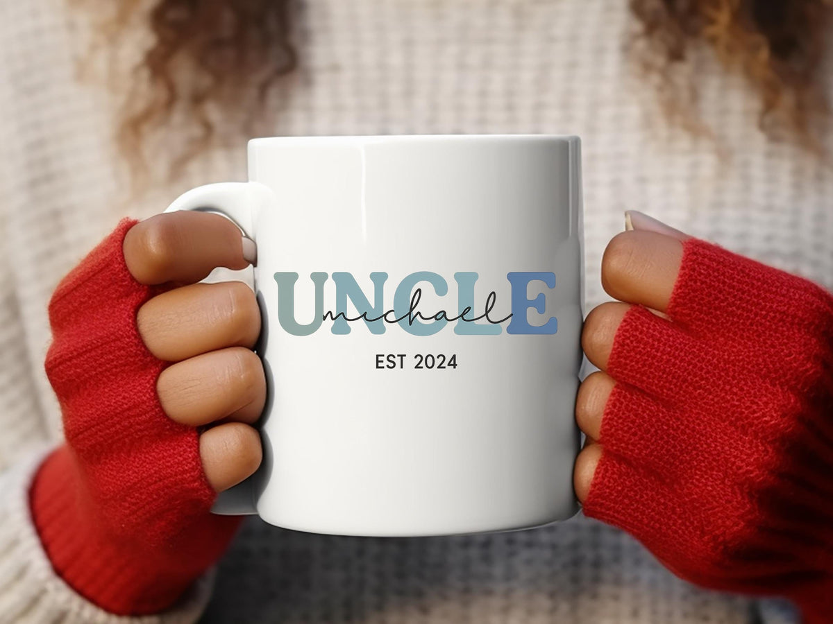 Personalized Uncle Mug Est 2024, White Ceramic 11oz, Pregnancy Gift