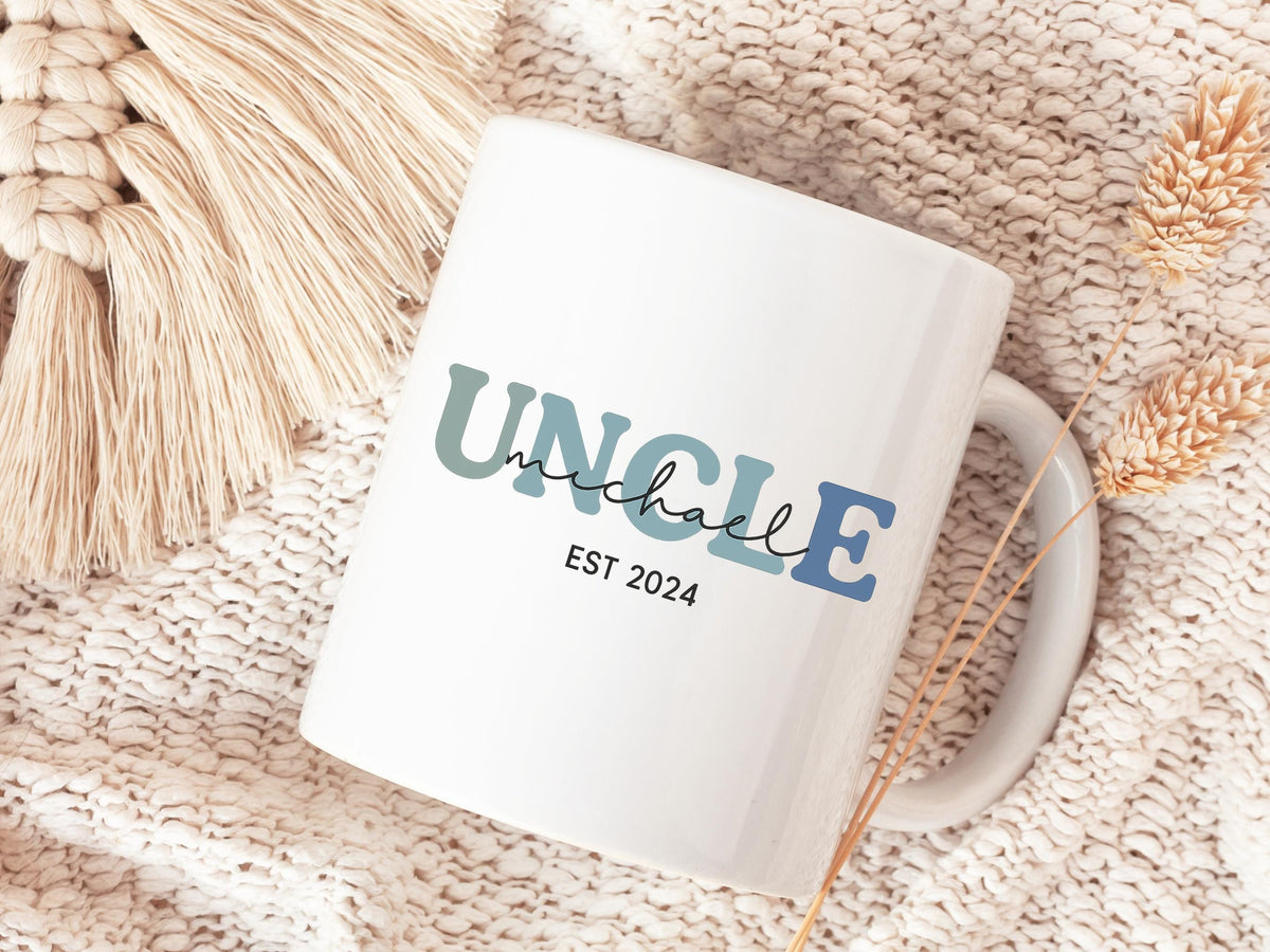Personalized Uncle Mug Est 2024, White Ceramic 11oz, Pregnancy Gift