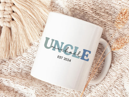 Personalized Uncle Mug Est 2024, White Ceramic 11oz, Pregnancy Gift