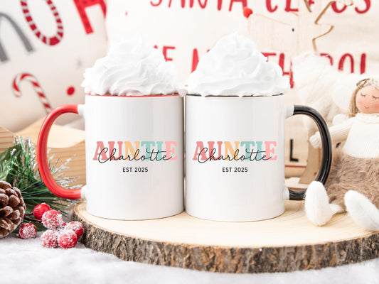 Personalized Auntie Mug, Pregnancy Reveal Gift, New Aunt Coffee Cup