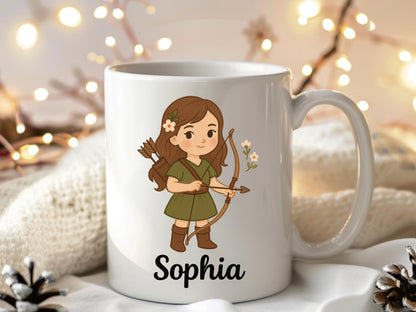 Personalized Archer Girl Mug, Adventure Coffee Cup, Gift For Girls