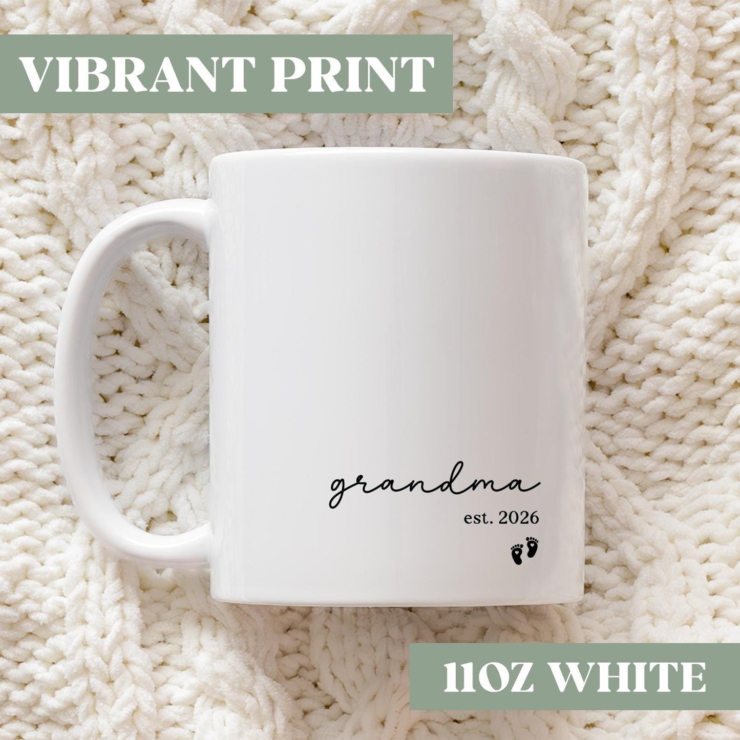 Personalized Grandma Est Coffee Mug, Custom Grandma Coffee Cup, First Time Grandma Mug Cup Gift, New Grandma Mug Cup Gift, 0rm040
