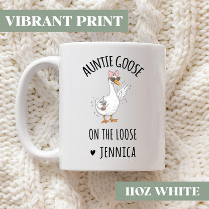 Auntie Goose On The Loose Mug, Personalized Aunt Coffee Mug, Aunt Gift From Niece, Custom Aunt Coffee Cup, Aunt Birthday Mug Gift, 0rm046