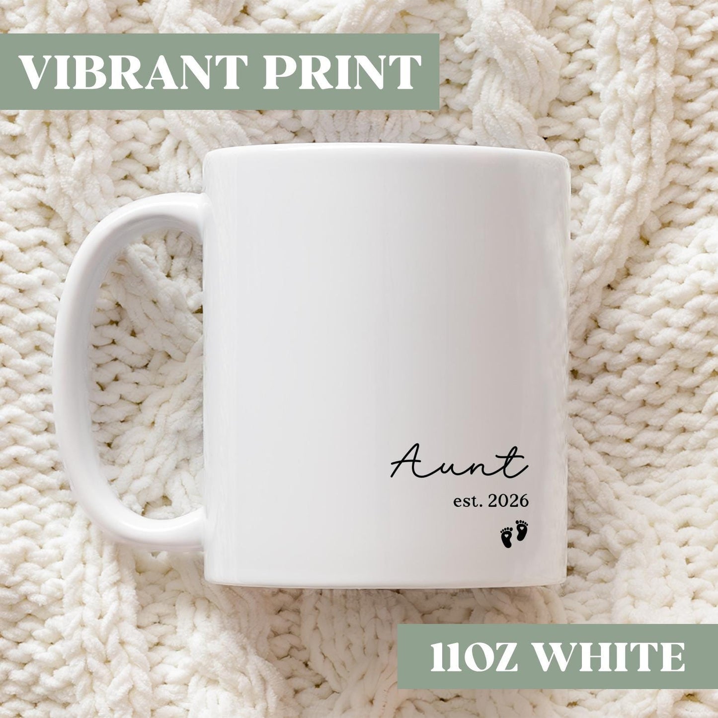 Aunt Announcement Gift, Personalized Aunt Est Coffee Mug, Custom Aunt Est Coffee Cup, First Time Aunt Mug Cup Gift, New Aunt Mug Gift, N20a7