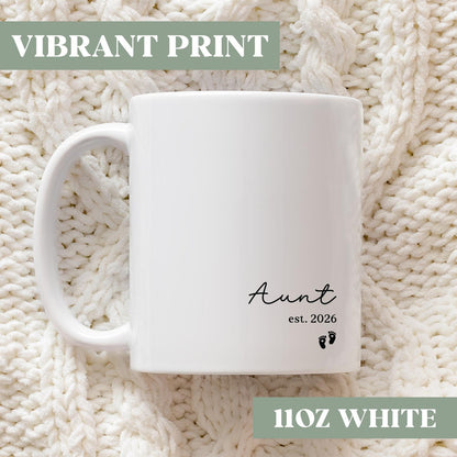 Aunt Announcement Gift, Personalized Aunt Est Coffee Mug, Custom Aunt Est Coffee Cup, First Time Aunt Mug Cup Gift, New Aunt Mug Gift, N20a7