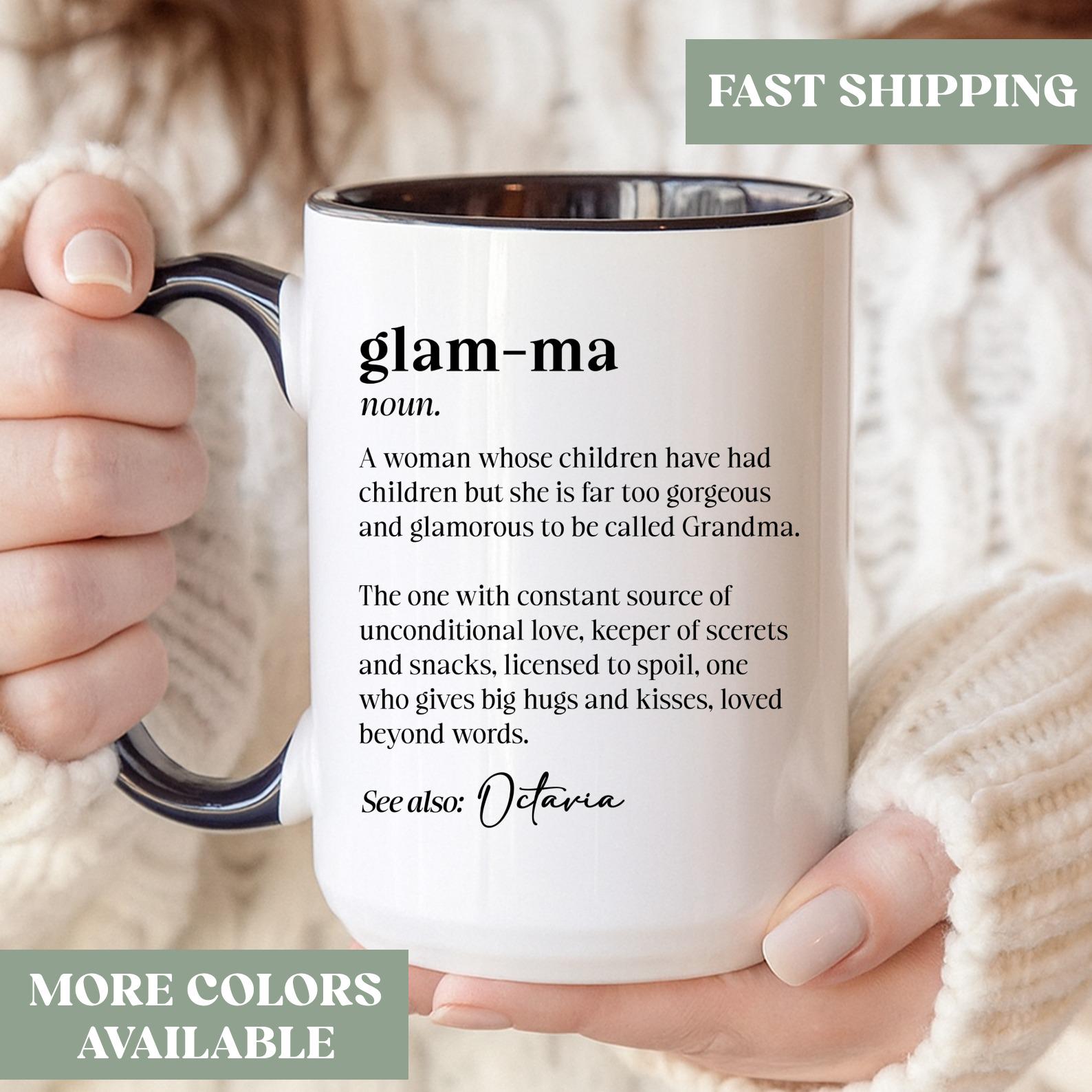 Personalized Glam-ma Definition Mug, Custom Grandma Coffee Mug, Grandma Coffee Cup, Grandma Birthday Mug Gift, Gift For Grandma, T54m22