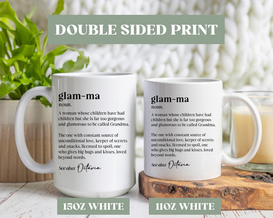Personalized Glam-ma Definition Mug, Custom Grandma Coffee Mug, Grandma Coffee Cup, Grandma Birthday Mug Gift, Gift For Grandma, T54m22