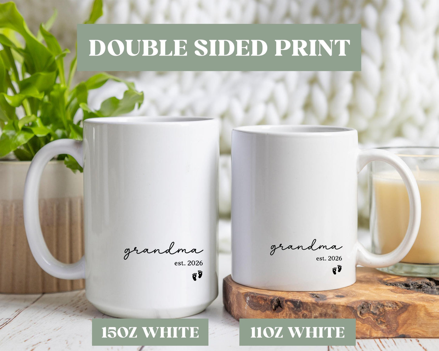 Personalized Grandma Est Coffee Mug, Custom Grandma Coffee Cup, First Time Grandma Mug Cup Gift, New Grandma Mug Cup Gift, 0rm040