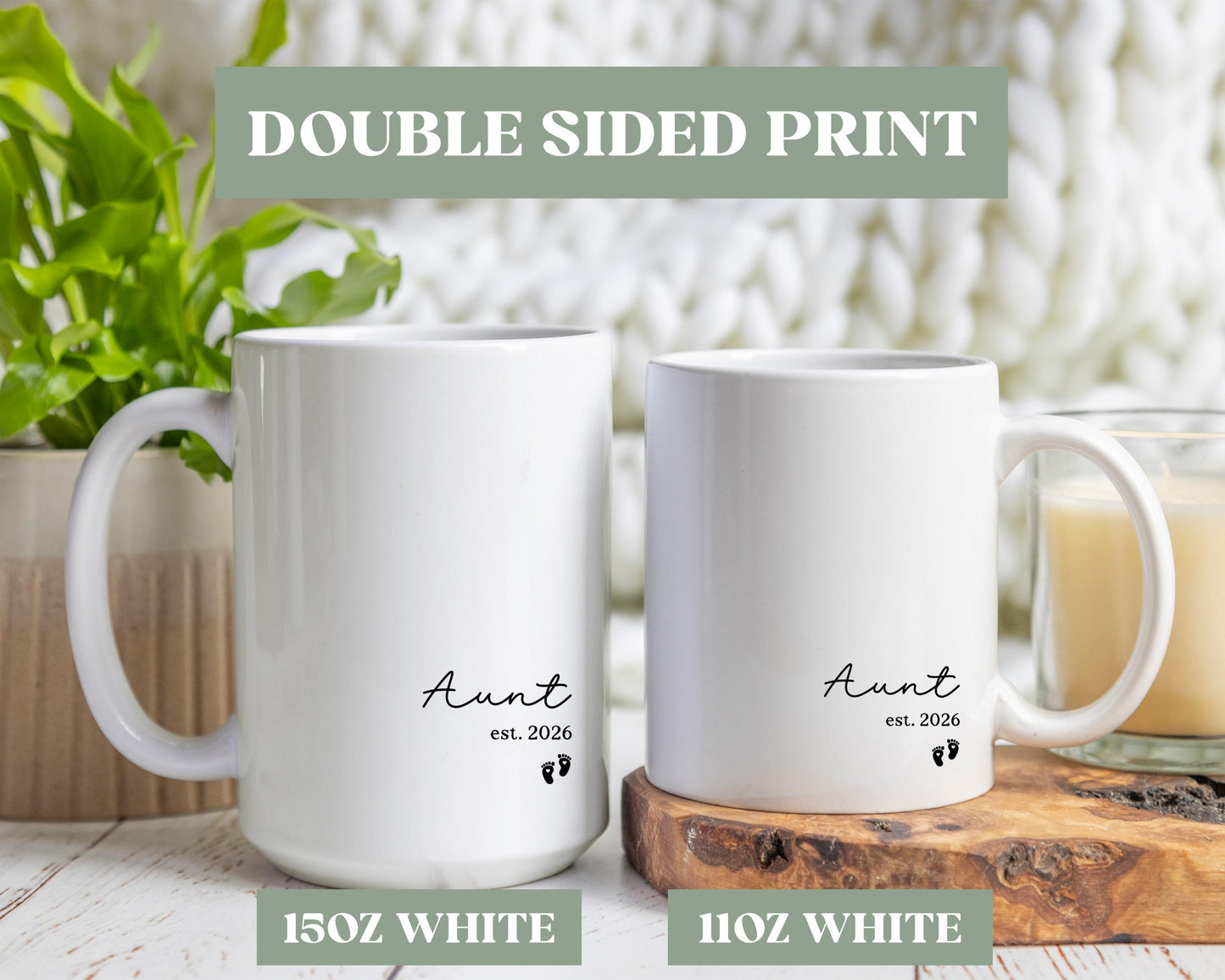Aunt Announcement Gift, Personalized Aunt Est Coffee Mug, Custom Aunt Est Coffee Cup, First Time Aunt Mug Cup Gift, New Aunt Mug Gift, N20a7