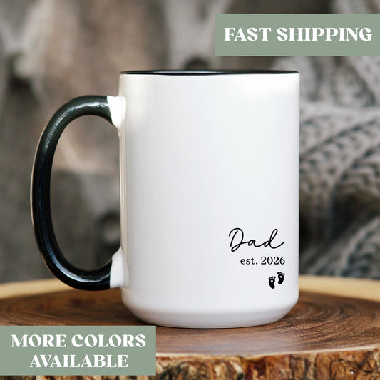 Personalized Dad Est Coffee Mug, Custom Dad Est Cup, Dad Announcement Mug Gift, First Time Dad Mug Gift, New Dad Mug Cup Gift, X72jv