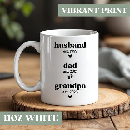 First Time Grandpa Gift, Personalized Grandpa Est Coffee Mug, Grandpa Announcement Mug Gift, New Grandpa Mug Cup Gift, 03bf8