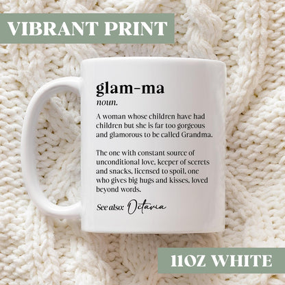 Personalized Glam-ma Definition Mug, Custom Grandma Coffee Mug, Grandma Coffee Cup, Grandma Birthday Mug Gift, Gift For Grandma, T54m22