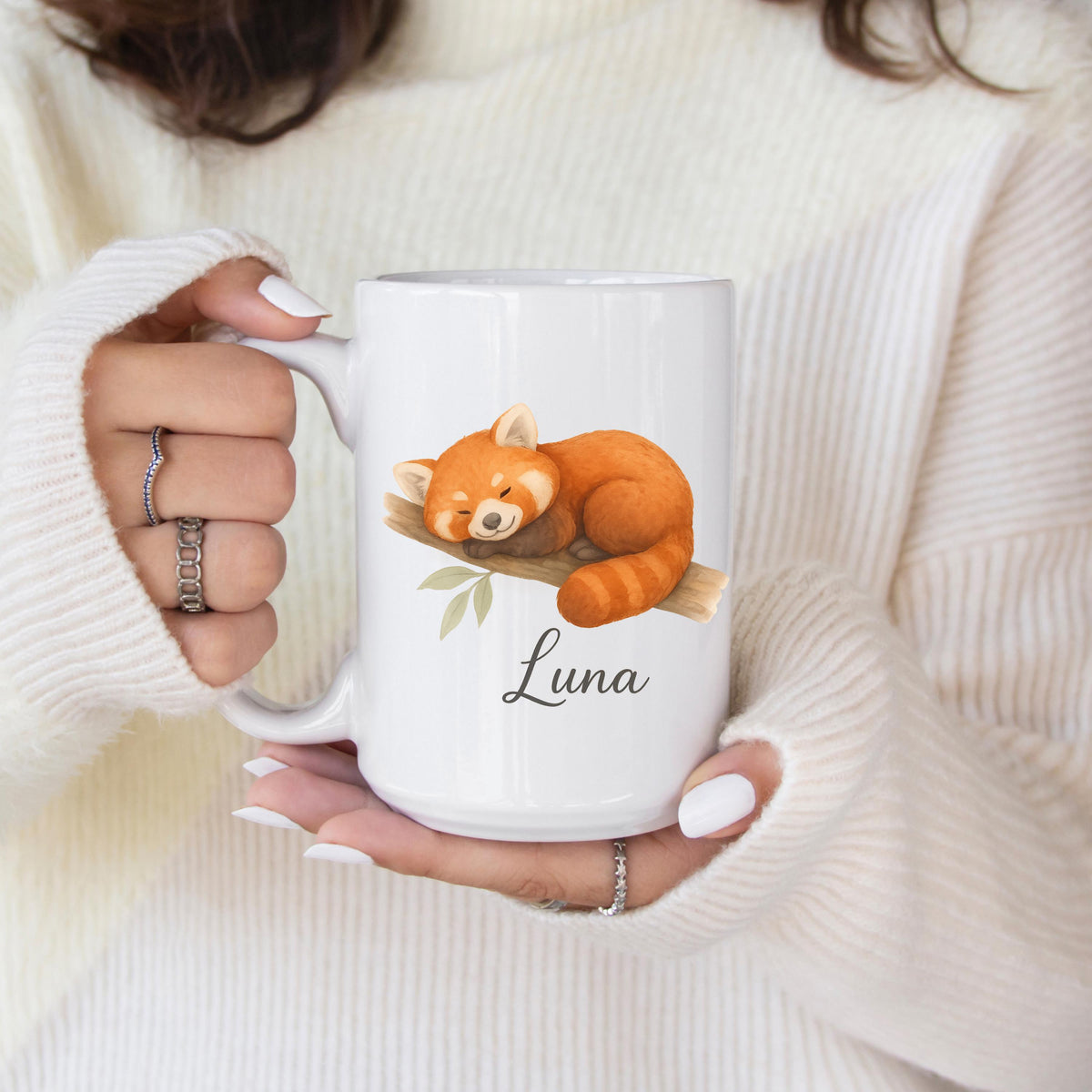 Personalized Red Panda Mug, Custom Name Animal Lover Gift