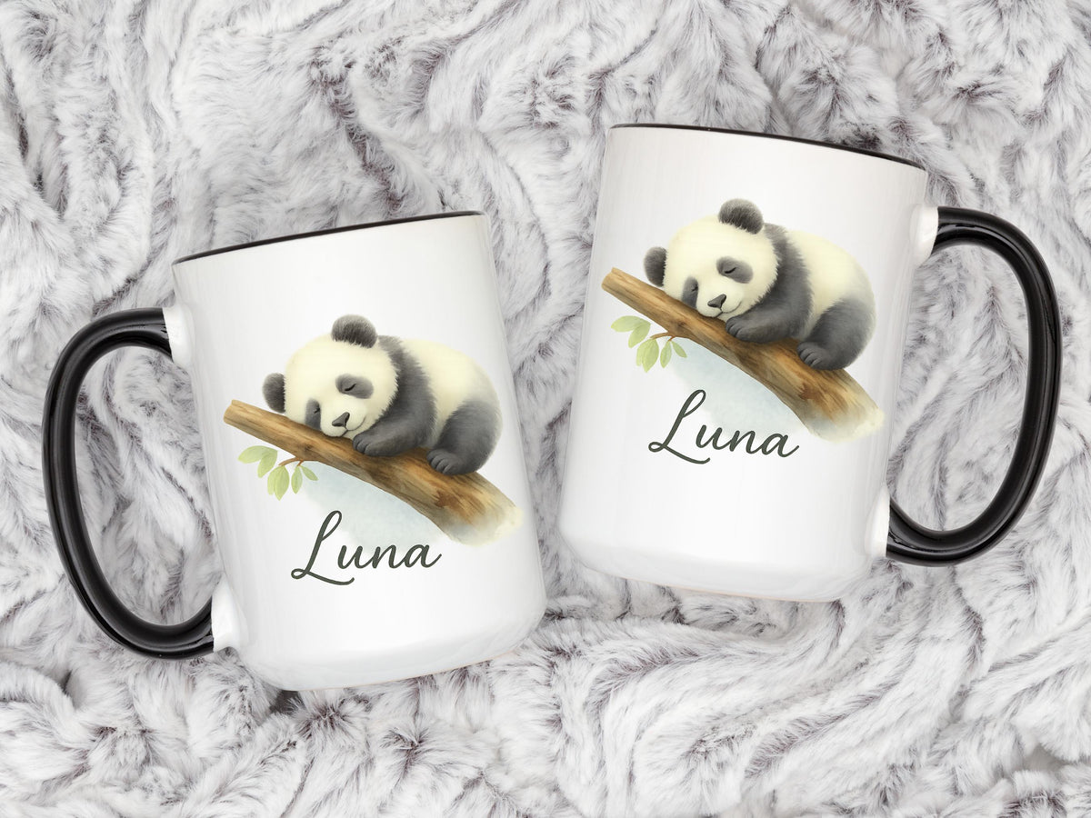 Personalized Panda Name Mug, Custom Ceramic Coffee Cup, Animal Lover Gift