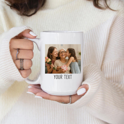 Photo Upload Mug, White Ceramic Custom Print Cup, 11oz