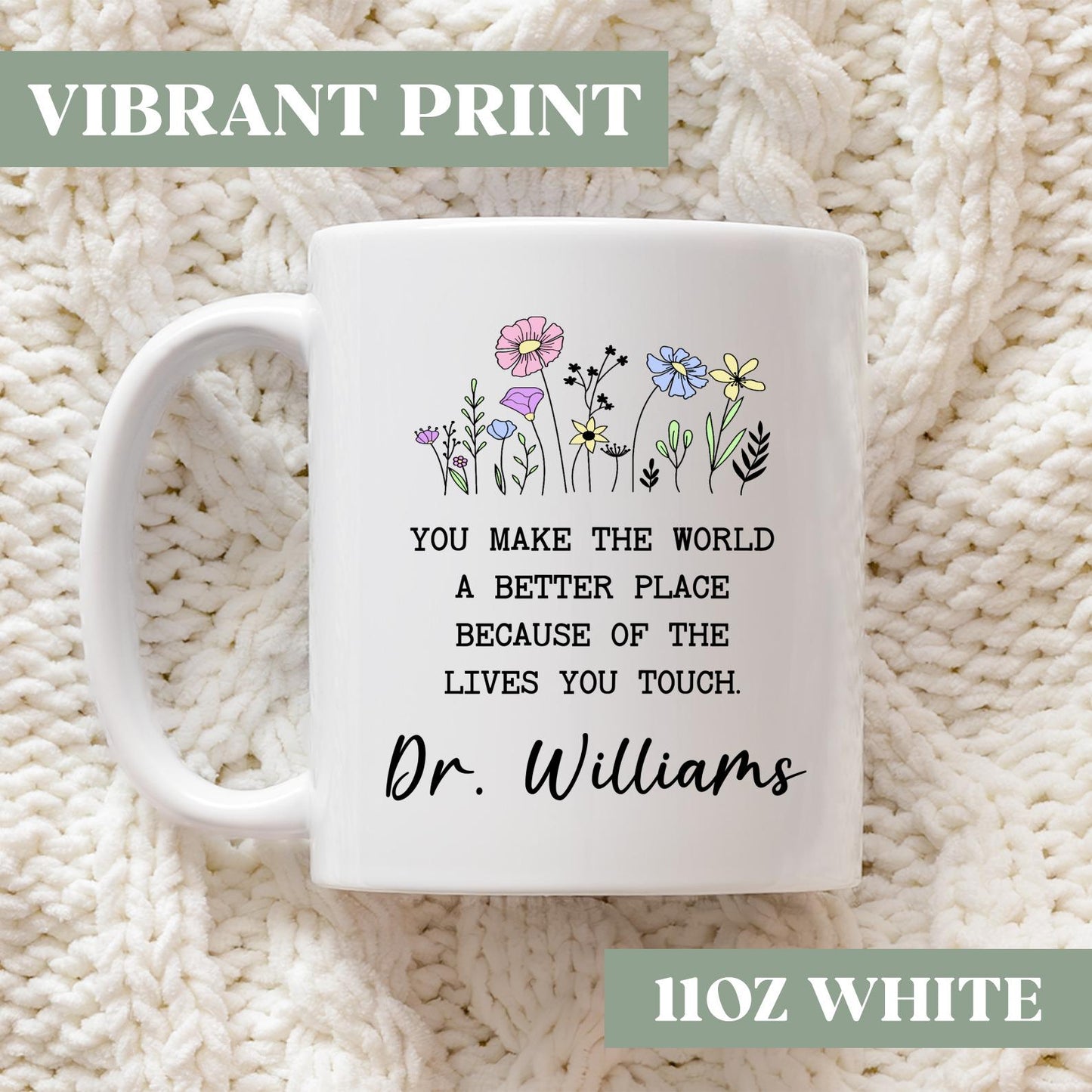 Personalized Thank You Gift For Doctor, Doctor Appreciation Gift, Custom Doctor Coffee Mug, You Make The World A Better Place Mug, F34d31