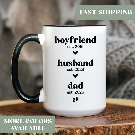 Personalized Dad Announcement Coffee Mug, Dad Est Cup, First Time Dad Gift, Dad Announcement Gift, New Dad Mug Cup Gift, 3b2k7