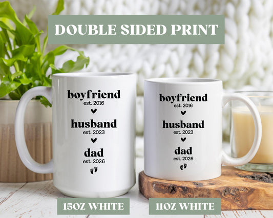 Personalized Dad Announcement Coffee Mug, Dad Est Cup, First Time Dad Gift, Dad Announcement Gift, New Dad Mug Cup Gift, 3b2k7