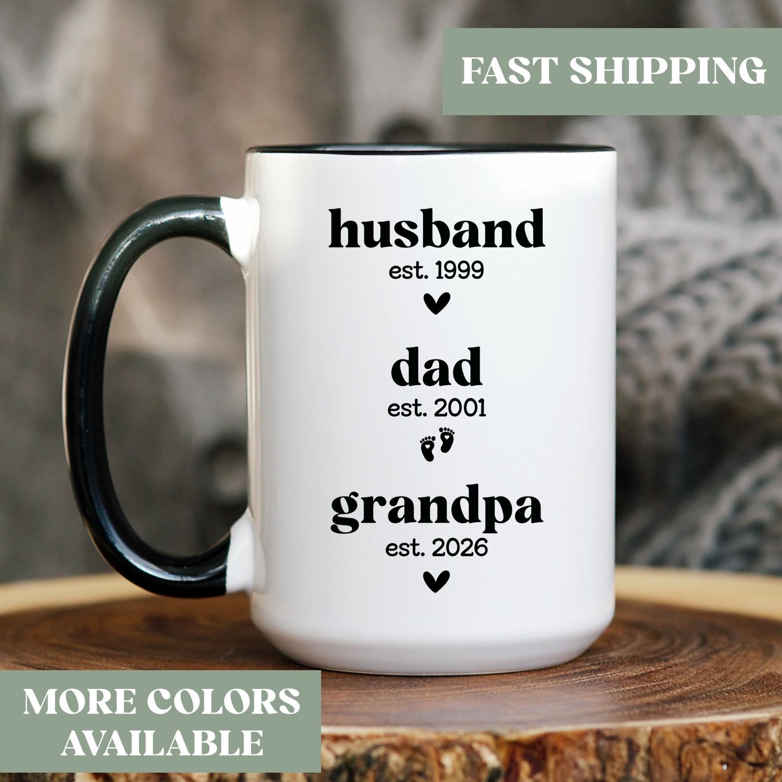 First Time Grandpa Gift, Personalized Grandpa Est Coffee Mug, Grandpa Announcement Mug Gift, New Grandpa Mug Cup Gift, 03bf8