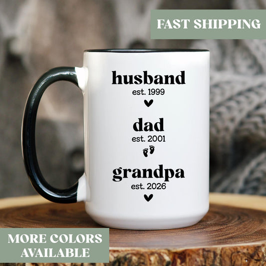 First Time Grandpa Gift, Personalized Grandpa Est Coffee Mug, Grandpa Announcement Mug Gift, New Grandpa Mug Cup Gift, 03bf8