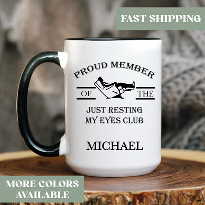 Custom Dad Coffee Mug, Just Resting My Eyes Mug, Personalized Dad Coffee Cup, Dad Birthday Mug Cup Gift, Gift For Dad, S4g725