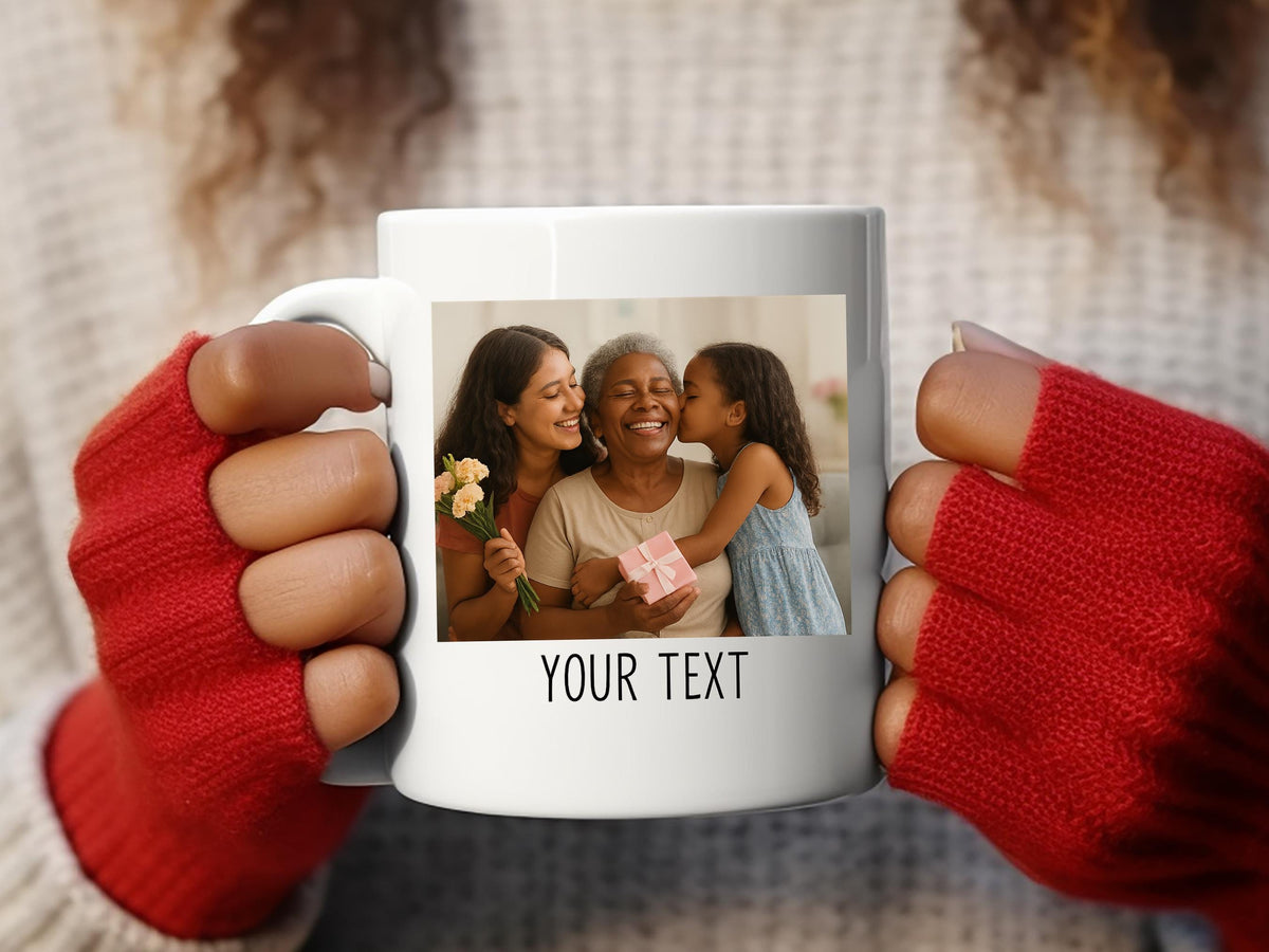 Custom Photo Mug, White Ceramic 11oz, Family Picture Cup