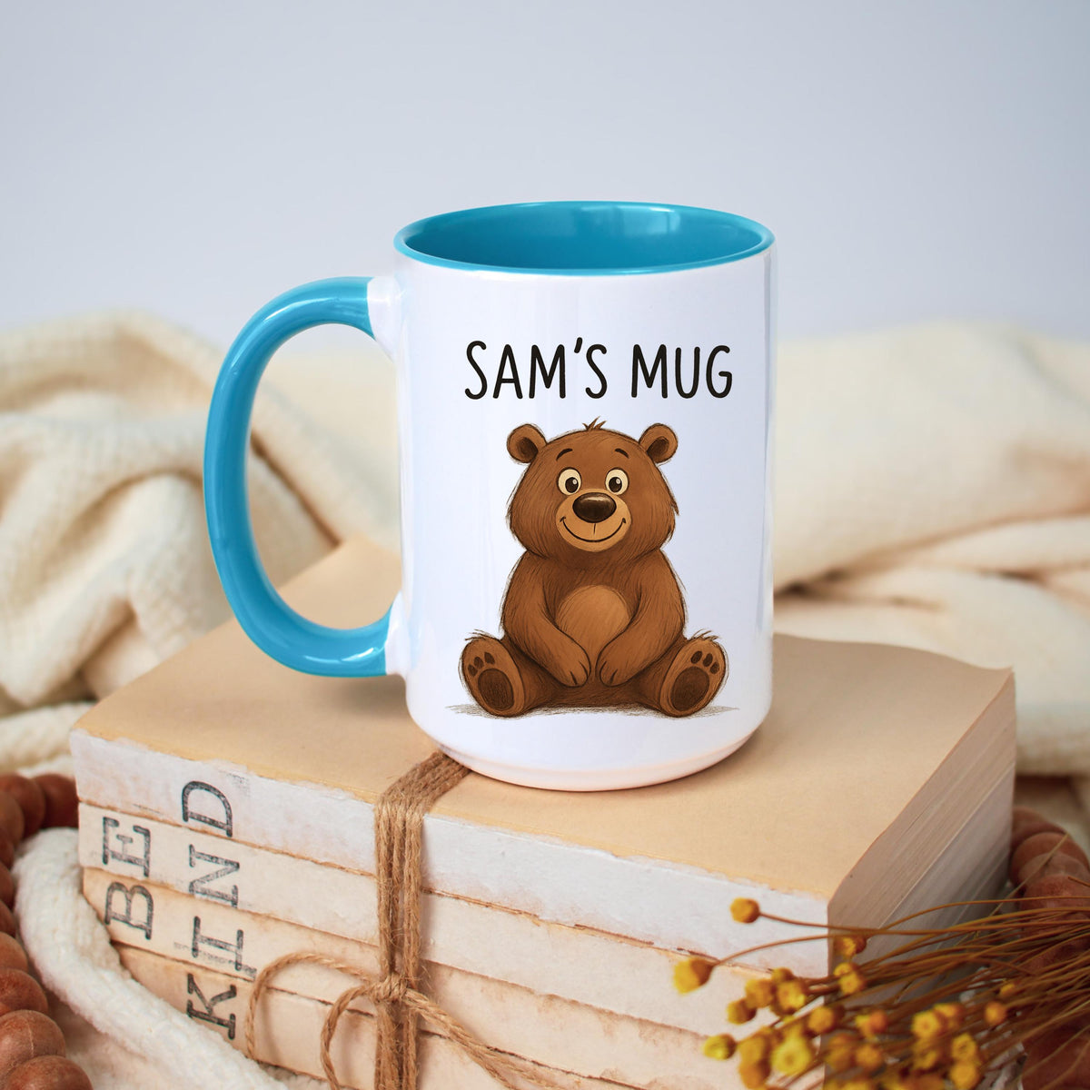 Personalized Cup, Ceramic Name Coffee Cup, Bear Lover Design