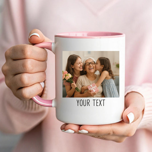 Photo Upload Mug, White Ceramic Custom Print Cup, 11oz
