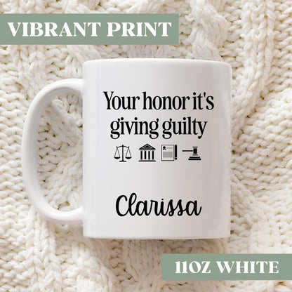 Your Honor Its Giving Guilty Mug, Personalized Law Student Graduation Gift, New Lawyer Gift, Personalized Lawyer Mug, Lawyer Gift, S4g704