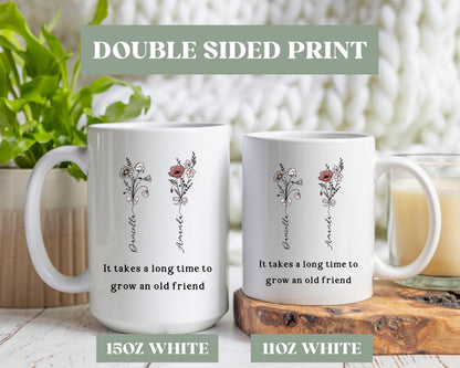 Best Friend Birth Flowers Mug, Personalized Best Friend Gift, Custom Best Friend Coffee Cup, Friendship Mug Gift, Bestie Bday Gift, S4g733