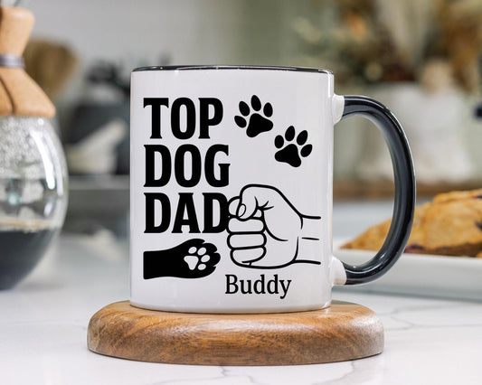 Personalized Dog Dad Mug, Custom Pet Name Coffee Cup, Dog Lover Gift