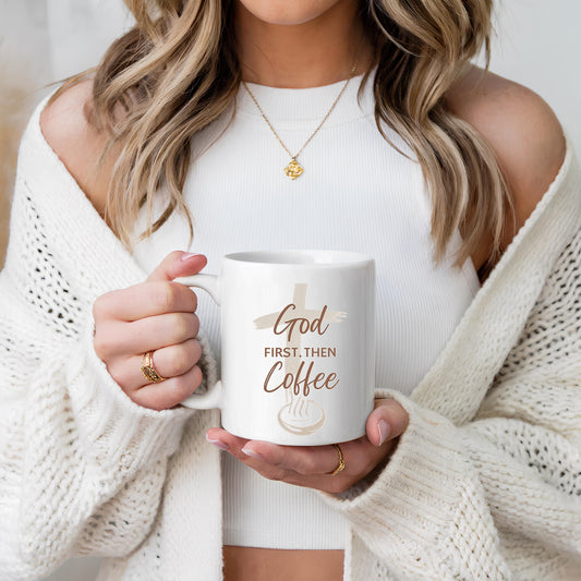 God First Then Coffee Mug Faith Based Christian Coffee Cup Inspirational Morning Prayer Gift For Believers Church Friends