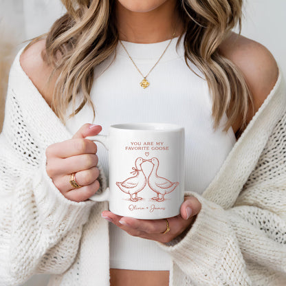 Personalized Goose Couple Mug: Romantic Anniversary Gift